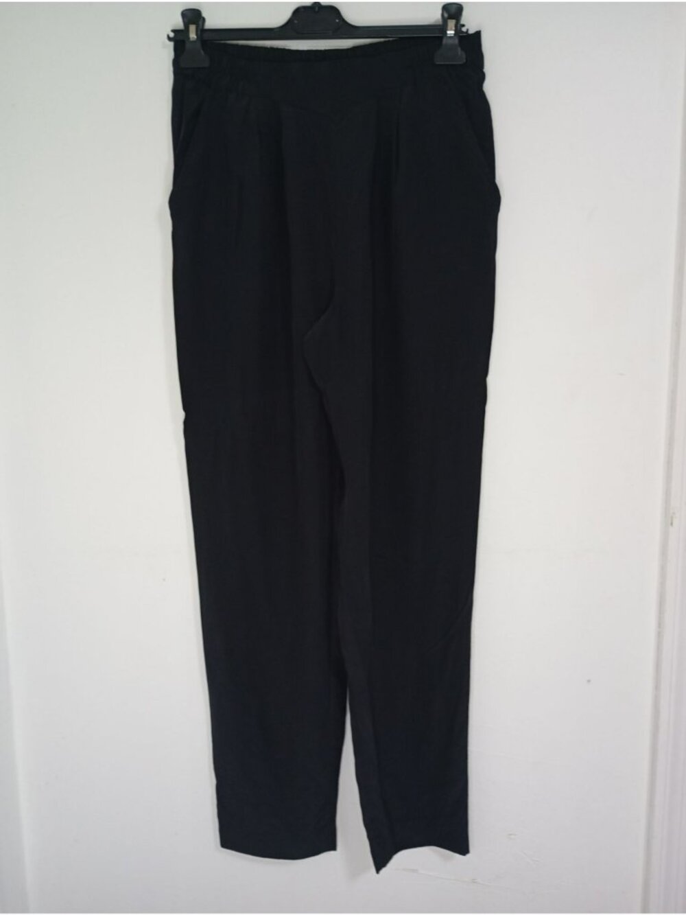 Silk Studio By Claude Bennett Women Black 100% Silk Pleated Pants Pockets 6